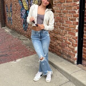 NWT INSANE GENE Mid Rise Crop Distressed Jeans